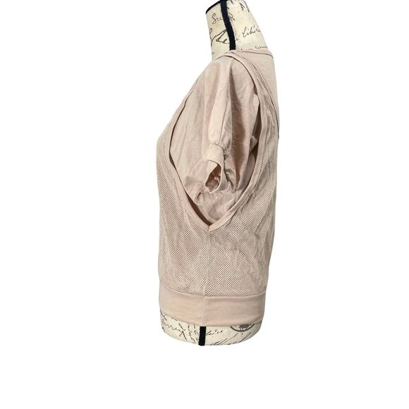 Vintage 90s Wharfside Tan Mesh Overlay Sporty Top / Size Medium / Vintage Tee - Picture 2 of 7